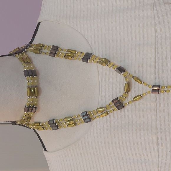 3 Strands Magnetic Hematite and Green Acrylic Plastic Beads Versatile Necklace - Picture 7 of 9